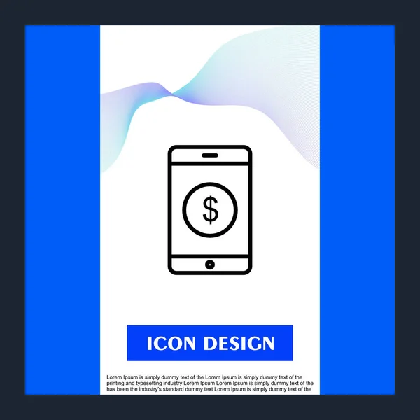 Mobiles Münzsymbol isoliert auf abstraktem Hintergrund — Stockvektor
