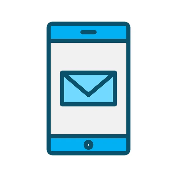 Icône de messagerie mobile isolée sur fond abstrait — Image vectorielle