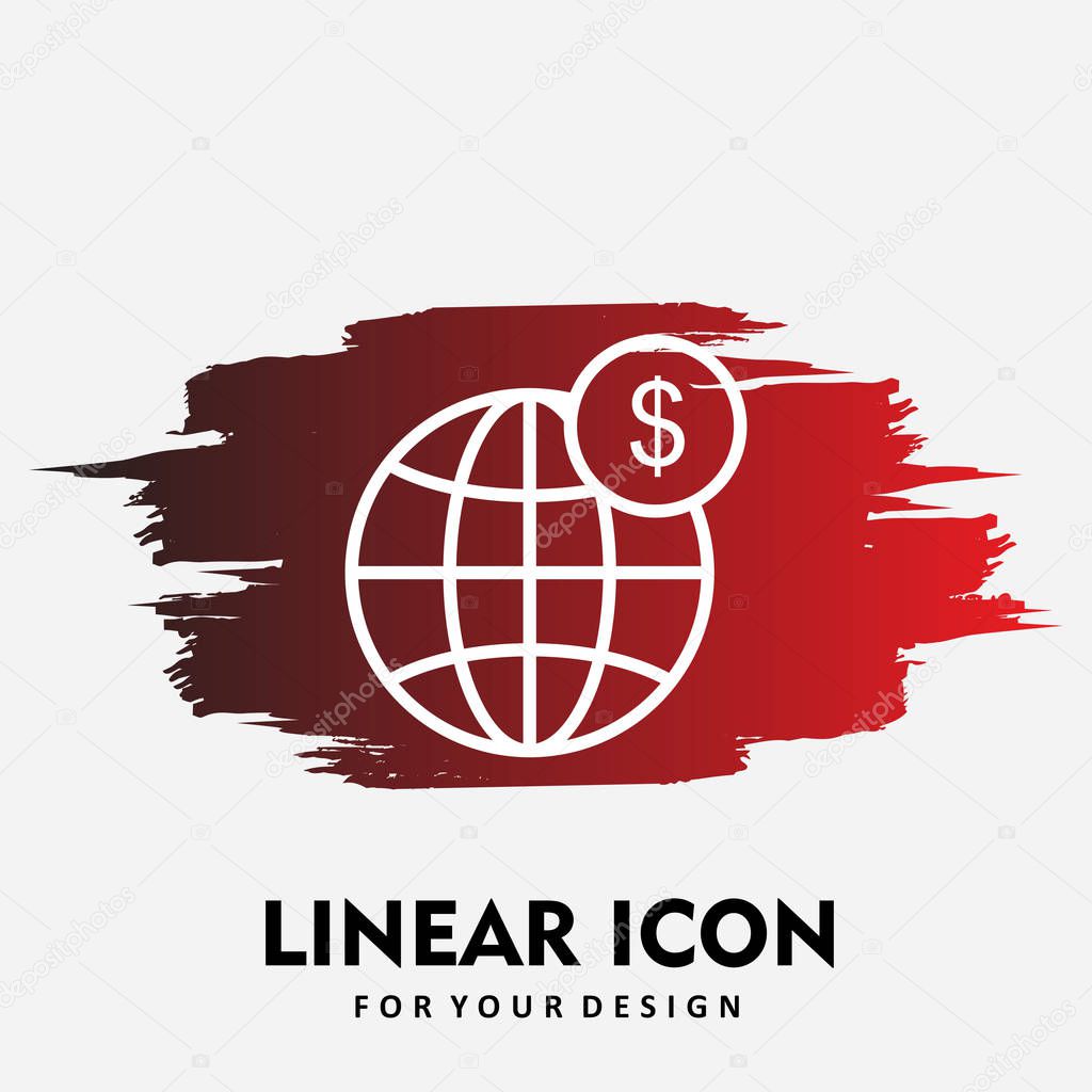 World Currency icon isolated on abstract background