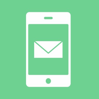  Mobil posta simgesi soyut arkaplanda izole edildi