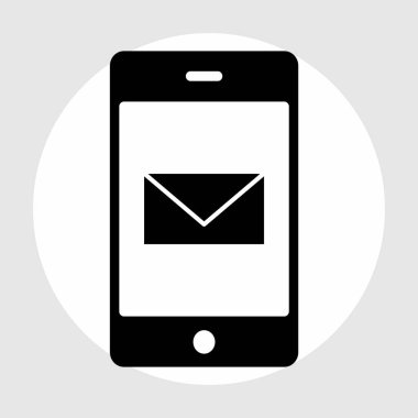  Mobil posta simgesi soyut arkaplanda izole edildi