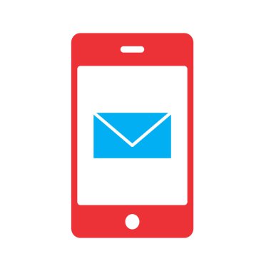  Mobil posta simgesi soyut arkaplanda izole edildi