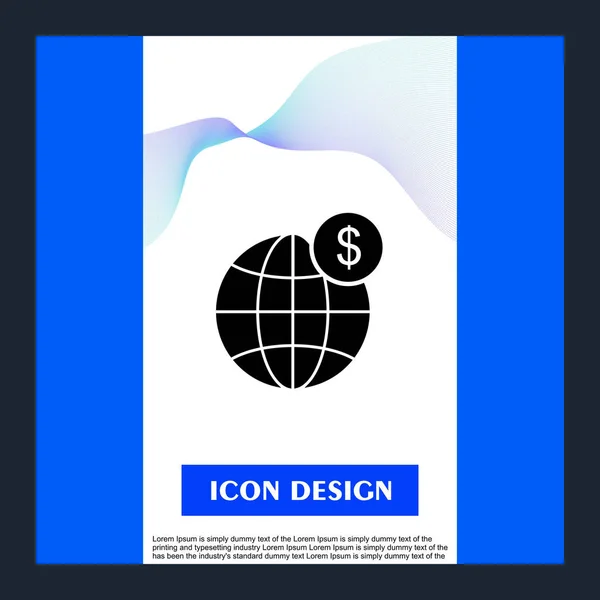 Icône Monnaie mondiale isolée sur fond abstrait — Image vectorielle