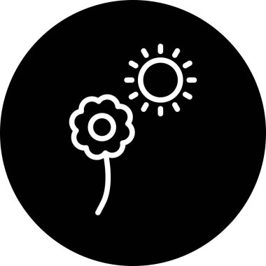 Güneş çiçeği simgesi soyut bir grupta izole edildi