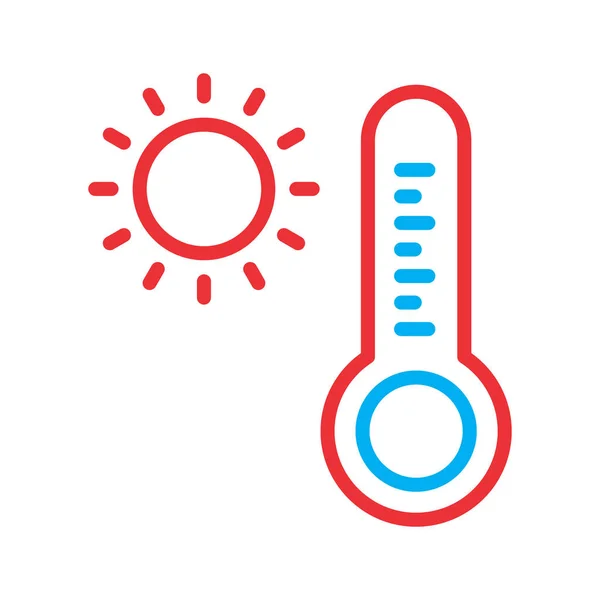 Ikona Temperatury Ciepła Izolowana Abstrakcyjnym Tle — Wektor stockowy