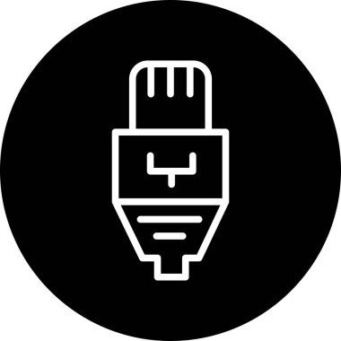 Ethernet kablo simgesi soyut arkaplanda izole edildi