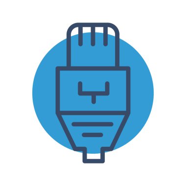 Ethernet kablo simgesi soyut arkaplanda izole edildi