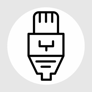 Ethernet kablo simgesi soyut arkaplanda izole edildi