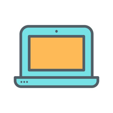 Soyut arkaplanda dizüstü bilgisayar simgesi izole edildi