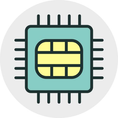 Soyut arkaplanda mikro çip simgesi izole edildi