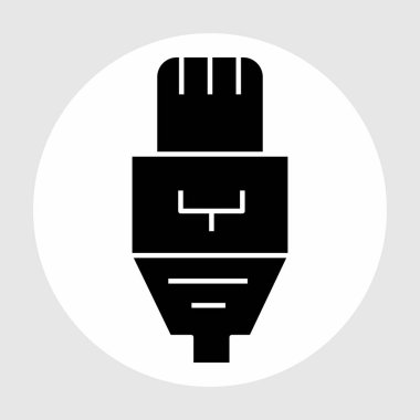 Ethernet kablo simgesi soyut arkaplanda izole edildi