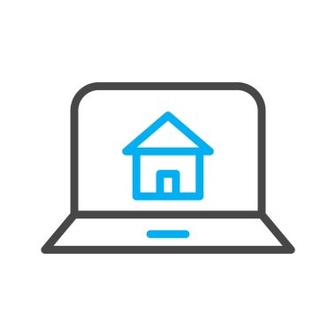 Soyut arkaplanda ev dizüstü bilgisayar simgesi izole edildi