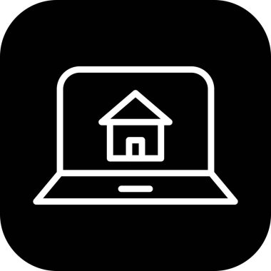 Soyut arkaplanda ev dizüstü bilgisayar simgesi izole edildi