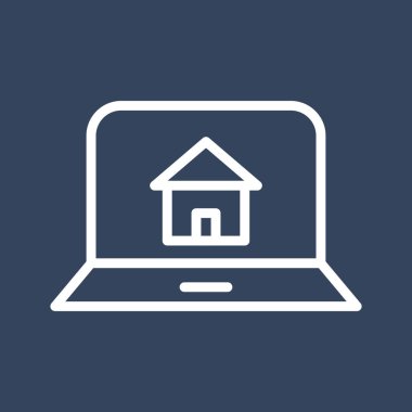 Soyut arkaplanda ev dizüstü bilgisayar simgesi izole edildi