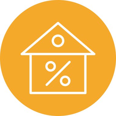 Soyut arkaplanda indirimli ev simgesi