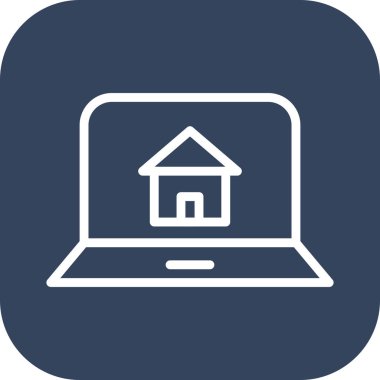 Soyut arkaplanda ev dizüstü bilgisayar simgesi izole edildi