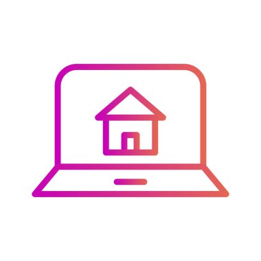 Soyut arkaplanda ev dizüstü bilgisayar simgesi izole edildi