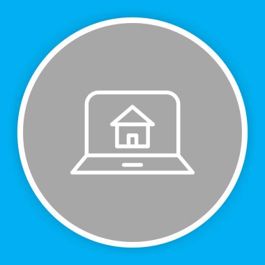 Soyut arkaplanda ev dizüstü bilgisayar simgesi izole edildi