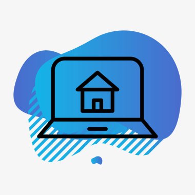 Soyut arkaplanda ev dizüstü bilgisayar simgesi izole edildi