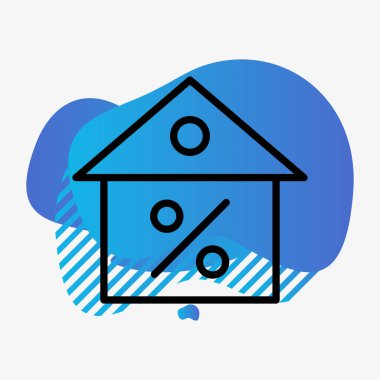 Soyut arkaplanda indirimli ev simgesi