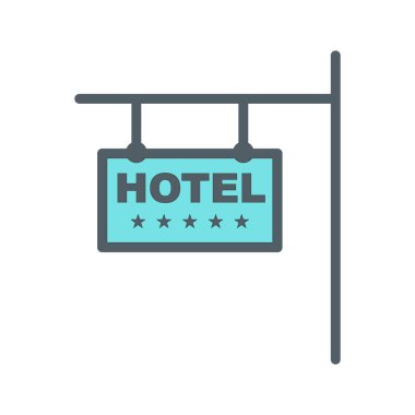 Soyut arkaplanda otel simgesi izole edildi