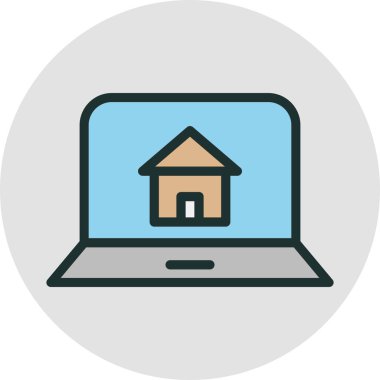 Soyut arkaplanda ev dizüstü bilgisayar simgesi izole edildi