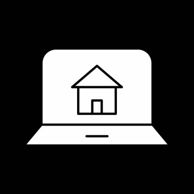 Soyut arkaplanda ev dizüstü bilgisayar simgesi izole edildi