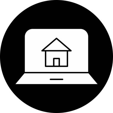 Soyut arkaplanda ev dizüstü bilgisayar simgesi izole edildi