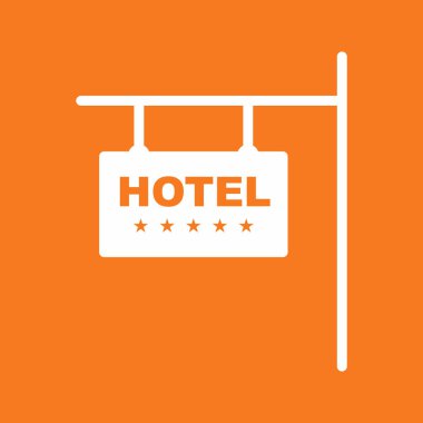 Soyut arkaplanda otel simgesi izole edildi