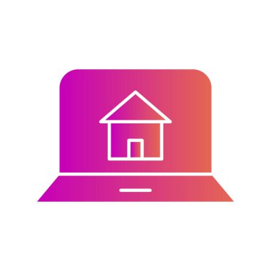 Soyut arkaplanda ev dizüstü bilgisayar simgesi izole edildi