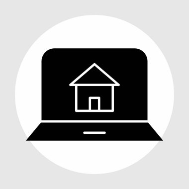 Soyut arkaplanda ev dizüstü bilgisayar simgesi izole edildi