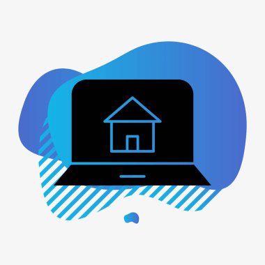 Soyut arkaplanda ev dizüstü bilgisayar simgesi izole edildi