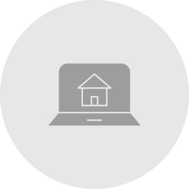 Soyut arkaplanda ev dizüstü bilgisayar simgesi izole edildi