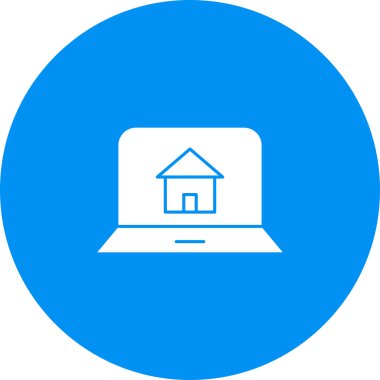 Soyut arkaplanda ev dizüstü bilgisayar simgesi izole edildi