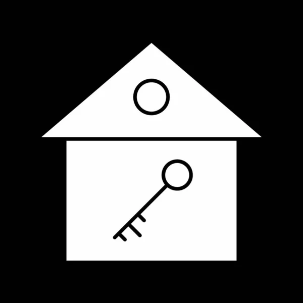 Ikon kunci rumah diisolasi pada latar belakang abstrak - Stok Vektor