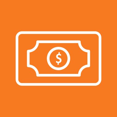 Para birimi Not simgesi soyut arkaplanda izole edildi