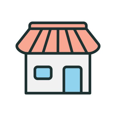 Dükkan simgesi soyut arkaplanda izole edildi