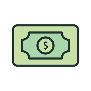 Para birimi Not simgesi soyut arkaplanda izole edildi