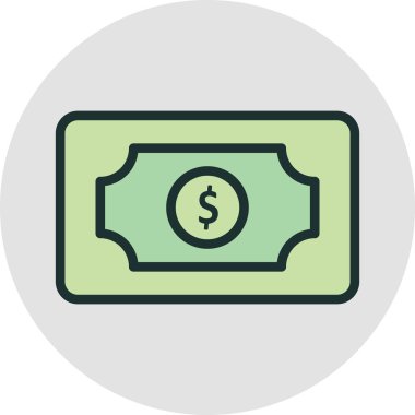 Para birimi Not simgesi soyut arkaplanda izole edildi