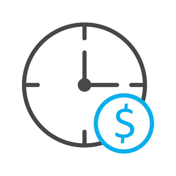 Ikona dolarových hodin izolovaná na abstraktním pozadí — Stockový vektor