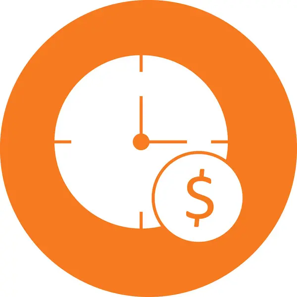 Иконка "Долларовые часы" на абстрактном фоне — стоковый вектор
