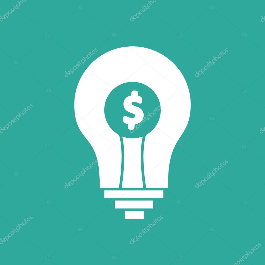 Bulb Dollar Icon Isolated On Abstract Background