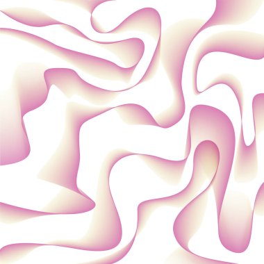 Pembeden şeffaf renklere karışarak 3 boyutlu bir etki yaratan biçimsiz dalgalı çizgilerin soyut dokusu. 2d vektör illüstrasyonu.