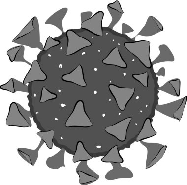 Coronavirus Bakteri Hücresinin, gri renkli ve Spike GlycoProteinli Vektör İllüstrasyonu. 2019-nCoV Roman Coronavirus gri renkli bakteriler etrafında. Coronavirus hastalığı (COVID-19).