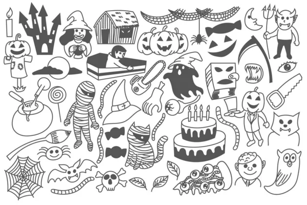 Cadılar Bayramı hüner ya da muamele etmek doodle, siyah ve beyaz