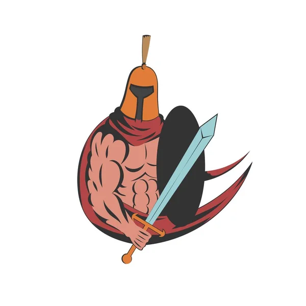 Spartan Trojan Silhouette Mascota Diseño Camiseta Impresión Ilustración — Vector de stock