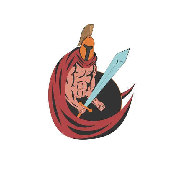 Spartan Trojan Silhouette Mascota Diseño Camiseta Impresión Ilustración — Vector de stock