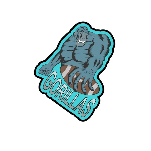Ilustração Gorila Irritado Segurando Bola Rugby Mascote Equipe Jogador