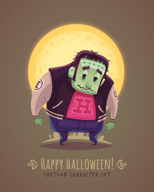 Ürkütücü mutant. Cadılar Bayramı çizgi film karakter kavramı. Vektör çizimi.