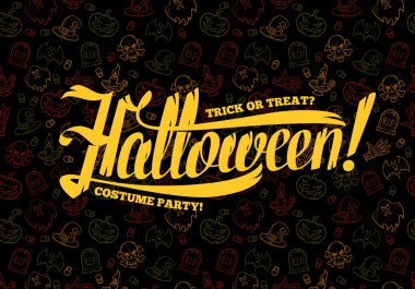 Cadılar Bayramı tebrik mesajı tasarım arka plan. Vektör çizimi